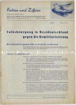 Mitteilungsblatt des Deutschen Friedenskomitees zur Volksbewegung gegen die Remilitarisierung der Bundesrepublik