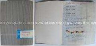 Nachweisbuch einer Erzieherin aus dem Kinderheim Güstrow mit handschriftlichen Eintragungen, eingeklebten Zeitungsausschnitten, Fotos und Zeichnungen (Band 6) - Sachkonvolut