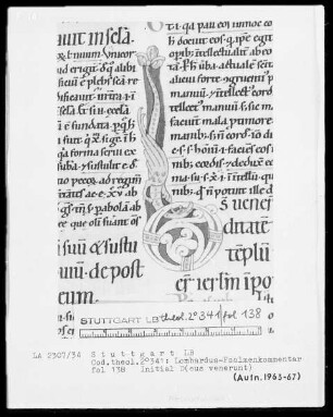 Petrus Lombardus, Psalmenkommentar — Initiale D (eus venerunt) mit einem Drachen, Folio 138recto