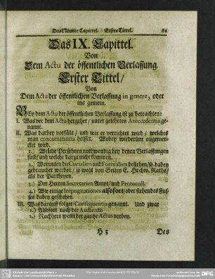 Das IX. Capittel. Von Dem Actu der öffentlichen Verlassung
