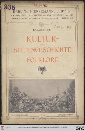 Nr. 338: Katalog: Kultur- und Sittengeschichte, Folklore