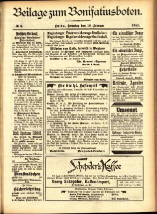 Zweite Ausgabe vom Sonntag, den 10. Februar 1901.
