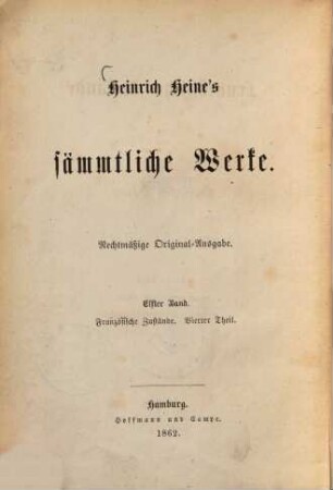 Heinrich Heine's sämmtliche Werke. 11., Französische Zustände, Th. 4: Kunstberichte aus Paris