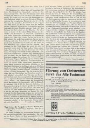 159-160 [Rezension] That, Gunther, Pädagogik der Inneren Mission