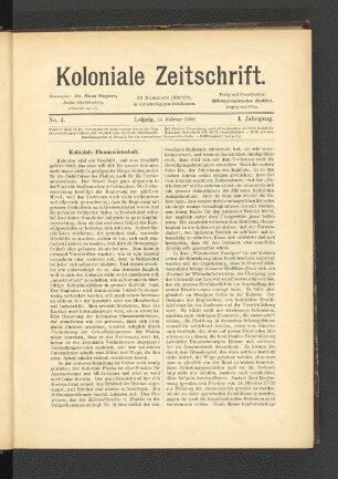 No. 4. Leipzig, 15. Februar 1900. 1. Jahrgang.