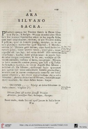 X. Ara silvano sacra