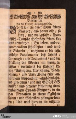 Vorbericht An den Sprach-begierigen Leser.