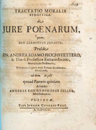 Tractatio Moralis Synoptica de Jure Poenarum, 5. Tractatio moralis synoptica de iure poenarum