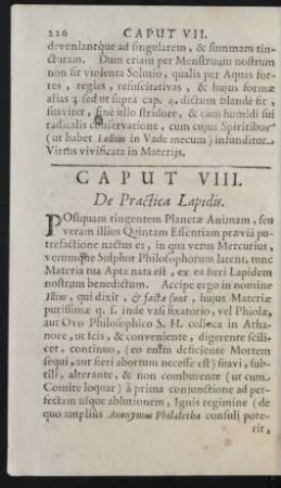 Caput VIII. De Practica Lapidis
