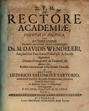 De rectore academiae disp. polit.