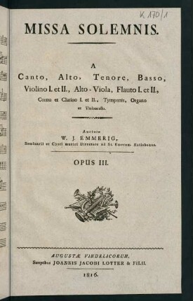 1-11, Missa Solemnis. Opus III. Organo.