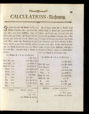 Calculations-Rechnung.