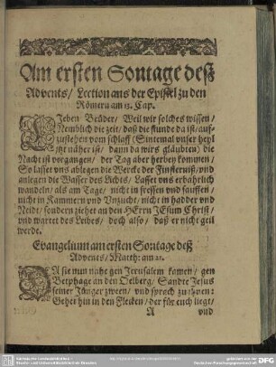 Evangelia, und Episteln, Sampt den Collecten Gebeten