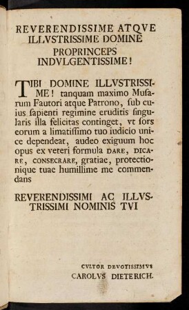a3r-a3v, Reverendissime atque illustrissime domine proprinceps indulgentissime