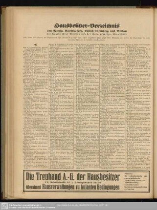 Hausbesitzer-Verzeichnis von Leipzig, Markkleeberg, Böhlitz-Ehrenberg und Mölkau