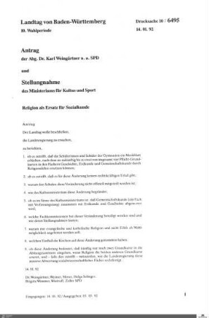 Antrag der SPD: Religion als Ersatz für Sozialkunde