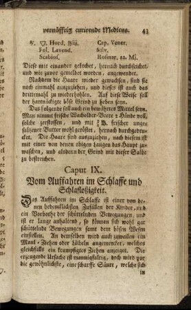 Caput IX. Vom Auffahren und Schlaffe und Schlafloßigkeit.