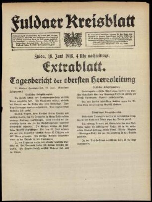 Ausgabe vom Freitag, den 18. Juni 1915.