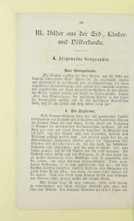 III. Bilder aus der Erd-, Länder- und Völkerkunde