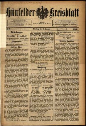 Ausgabe vom Dienstag, den 05. Januar 1897.