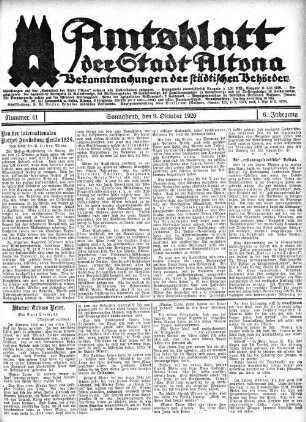 Nummer 41 : Sonnabend, den 9. Oktober 1926