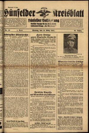 Erste Ausgabe vom Montag, den 10. März 1941.