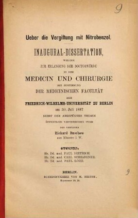 Ueber die Vergiftung mit Nitrobenzol : Inaug.-Diss.