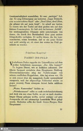 Fünftes Kapitel: Fahrt ins Feld