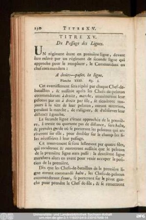 Titre XV. Du Passage des Lignes.