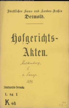Kelkenberg, Anton Günter, Richter zu Blomberg gegen Major von Donop zu Schötmar - Schuldforderung