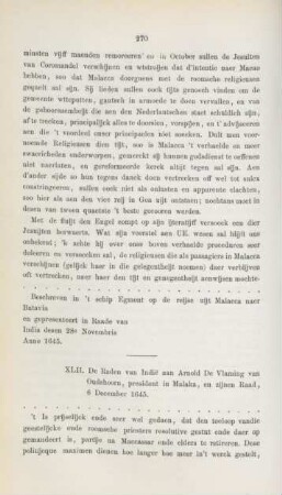 XLII. De Raden van Indie aan Arnold De Vlaming van Oudshoorn, ..., 6 December 1645