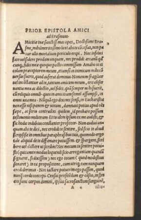 Prior Epistola Amici ad Erasmum.