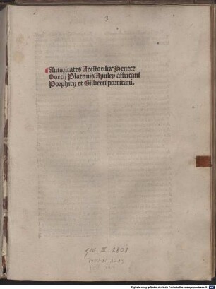 Auctoritates Aristotelis, Senecae, Boethii, Platonis, Apulei, Empedoclis, Porphyrii et Gilberti Porretani