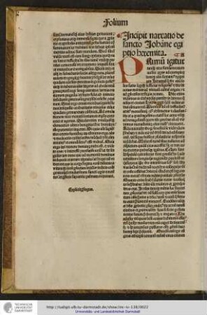 Primum igitur tanquam vere fundamentum nostri operis ad exemplum bonorum omnium sumamus Egiptium Johannem...
