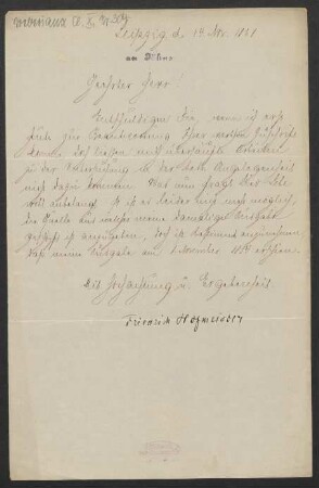Brief an Friedrich Wilhelm Jähns : 14.11.1868