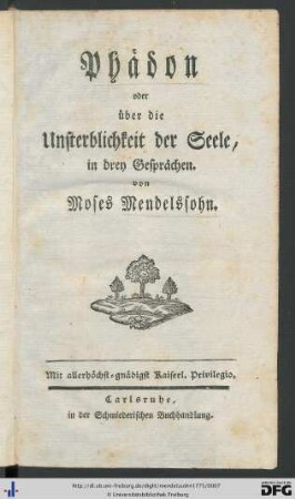 Phaedon : oder über die Unsterblichkeit der Seele; in 3 Gesprächen