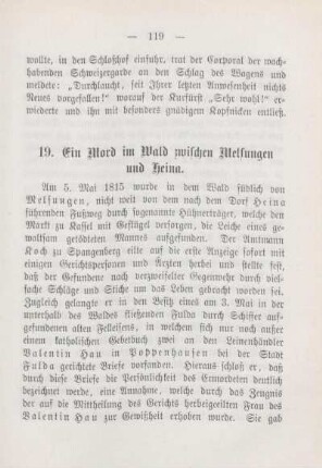 19. Ein Mord im Wald zwischen Melsungen und Heina.