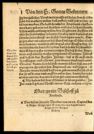 Marcus ein Bischoff zu Arethusa.