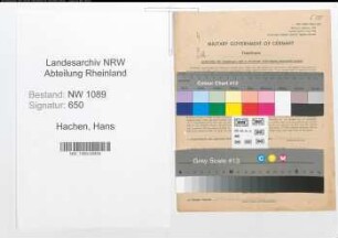 Entnazifizierung Hans Hachen , geb. 17.07.1918 (Polizist)