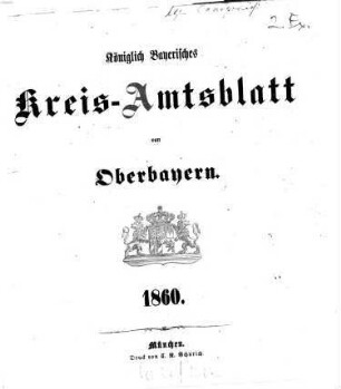 Königlich-bayerisches Kreis-Amtsblatt von Oberbayern. 1860