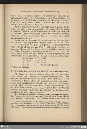 XI. Helligkeit bei beschränkter Himmelsbeleuchtung