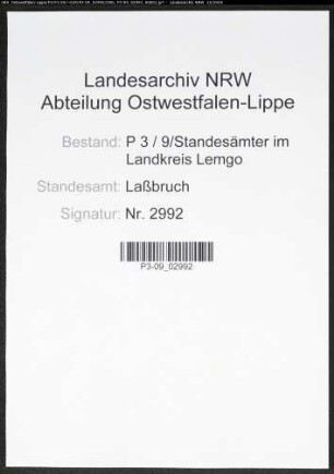 Sterberegister Standesamt Laßbruch
