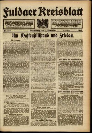 Ausgabe vom Donnerstag, den 07. November 1918.