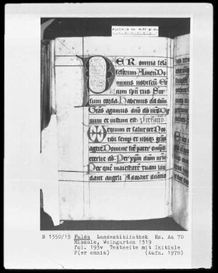 Missale — Initiale P(er omnia), Folio 193verso