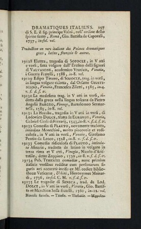 297-299, Traduction en vers italiens des Poemes dramatiques grecs, latins, francois & autres