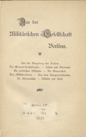 Aus der militärischen Gesellschaft Berlins