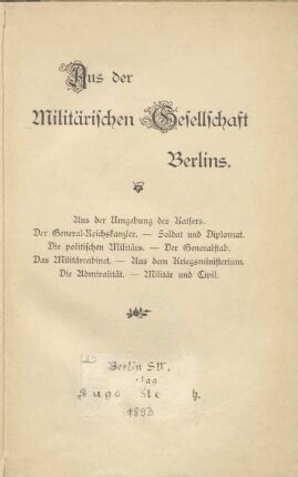 Aus der militärischen Gesellschaft Berlins