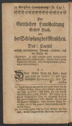 Der Göttlichen Haushaltung Erstes Buch, von der Schöpfung des Menschen.