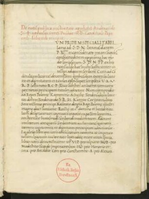 De notis publica auctoritate approbatis ad Iacobum Ammannati cardinalem (Anfang, bis Einschub)