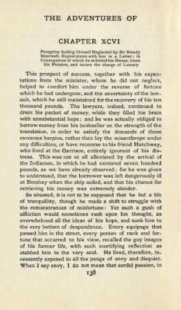 Chapter XCVI. Peregrine finding himself neglected by Sir Steady Steerwell, expostulates with him in a letter ; ...